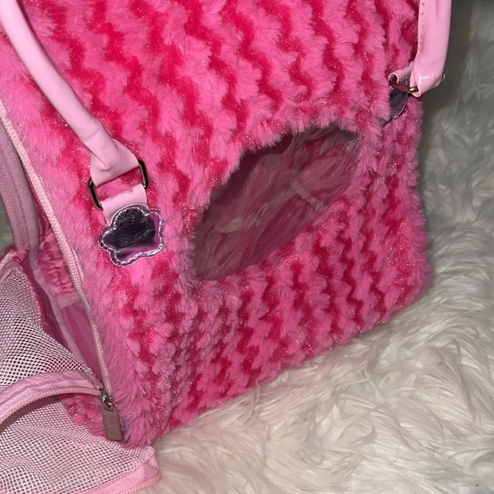 Pink Plush Small Pet Carrier